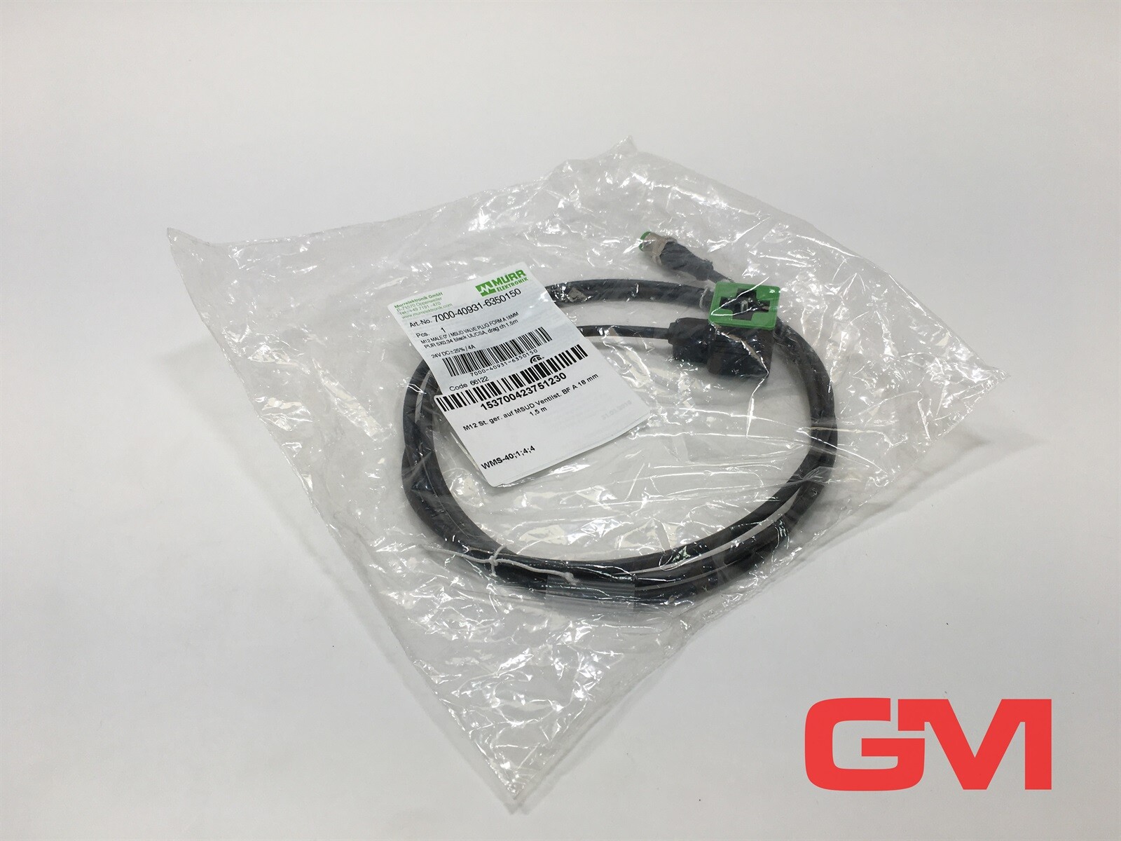 Murrelektronik Valve Plug 7000-40931-6350150 M12 St. 0° A-Code 1.5m