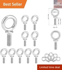 Exceptional 9150 lb Capacity 10 Pack Stainless Steel Eyebolts - 1/2" Dimensions