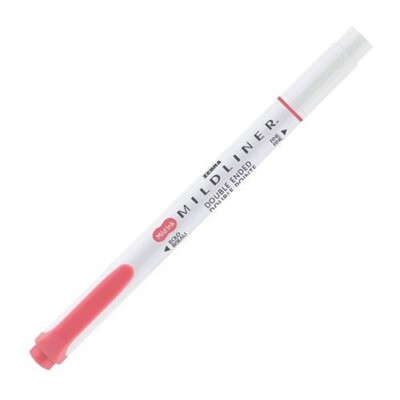 Zebra Mildliner Double End Brush Pen Red Brush/Fine Tip Office School Home Art