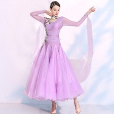 Latin Ballroom Dance Dress Modern Salsa Waltz Standard Long Dress N114 2 Colors