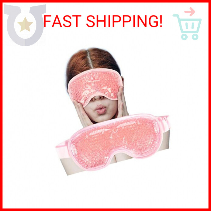 Cooling Eye Mask with Gel Bead, Reusable Cold Compress Ice Pack Sleeping Eye Coo-image