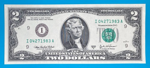 April 27, 1983 : I 04271983 A BIRTHDAY Note $2 Two Dollar Bill *AU* - Picture 2 of 3