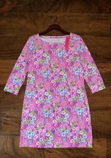 Lilly Pulitzer LARGE Amethyst MOMS THE WORD SOPHIE DRESS BoatNeck 3/4 Sleeve NWT