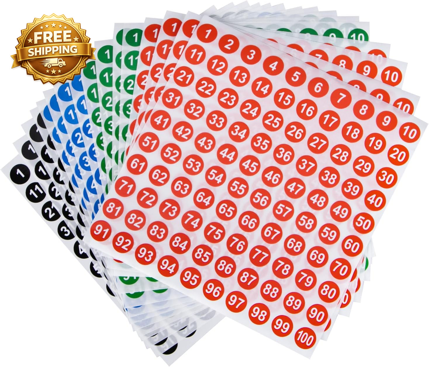 16 Sheets Small round Number Stickers Self Adhesive Labels for Office Home
