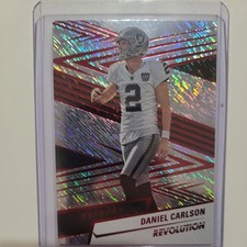 Las Vegas Raiders Daniel Carlson 2025 Panini Revolution Storm Red Parallel Card