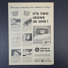 1955 GE General Electric Steam Dry Iron Vintage Print Ad Bridgeport CT Appliance
