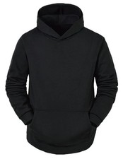 Men's Hoodie Casual Plain Pullover Athletic Black Hoodie Sweatshirt - M