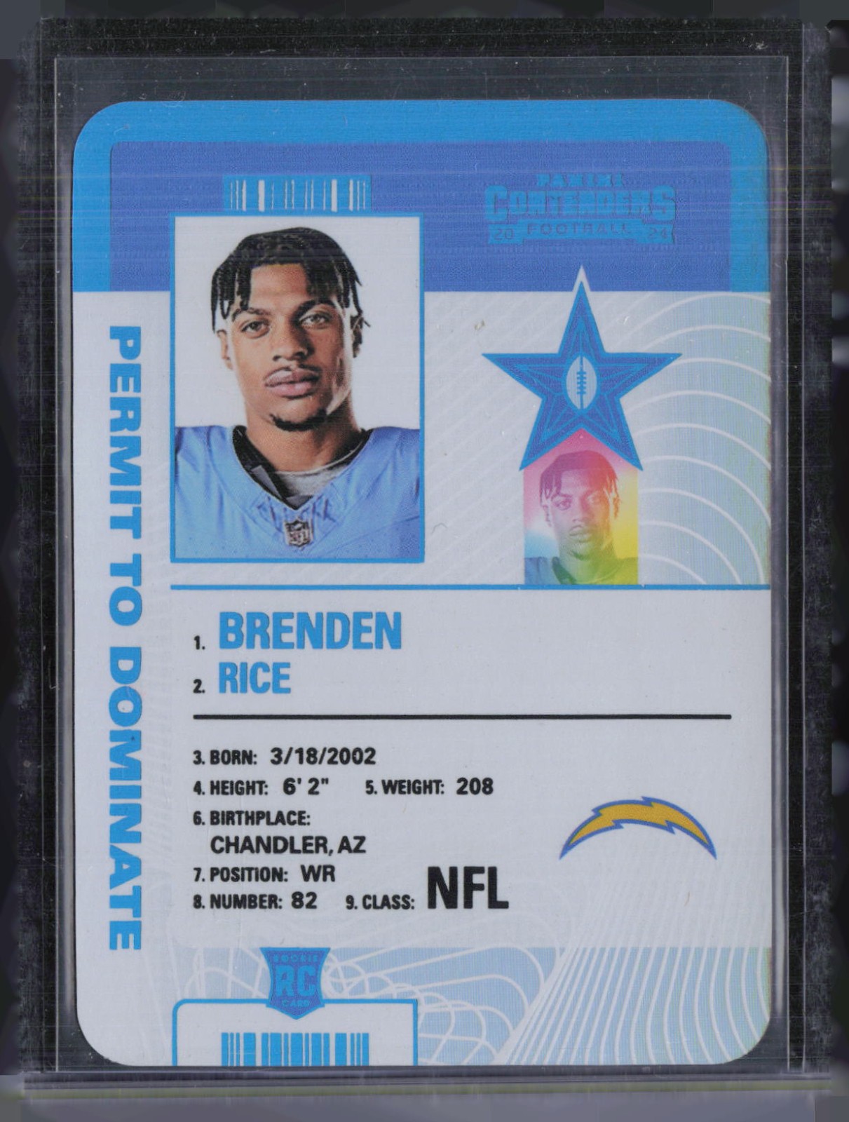 Brenden Rice Panini Contenders Permit to Dominate #12 Base
