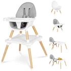 6 in 1 High Chair for Babies & Toddlers, Convertible Wooden Baby Highchair, Tabl