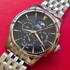 MEN ORIS COMPLICATION REF 7703 MOON PHASE AUTOMATIC DAY DATE CARD CLEAN