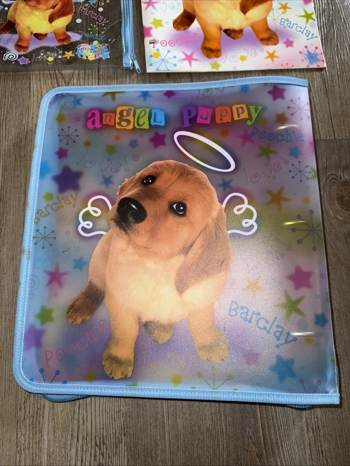 Rare Vintage Lisa Frank Angel Puppy 3 Ring Soft Zip Binder Folder & Pencil Pouch - Image 3 of 4
