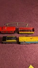 Hafner Wind Up Antique Locomotive w/ Tender and A Marx Caboose and Gondola