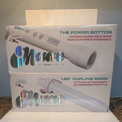 #ad Mane Addicts Wave Power Bottom 1.25” Curling Wand NEW White $49.99