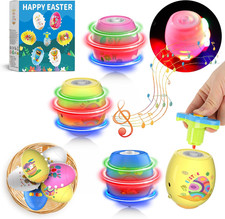 6 Pack Spinning Tops Toys, Lighting  Singing Colorful Eggs, Party Favor Easter