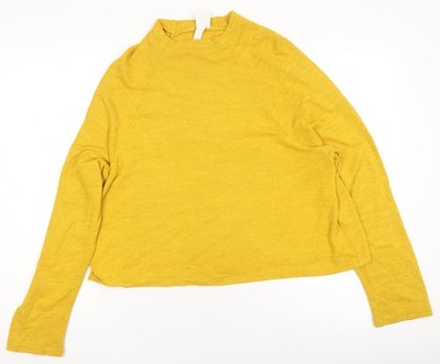 H&M Strickpullover Pullover Damen gelb mit Stehkragen Größe S