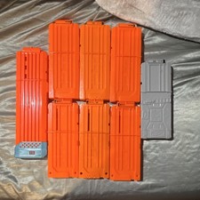 NERF N-Strike Lot of 8 Dart Gun Magazines Orange  Gray Toy Clips 2018