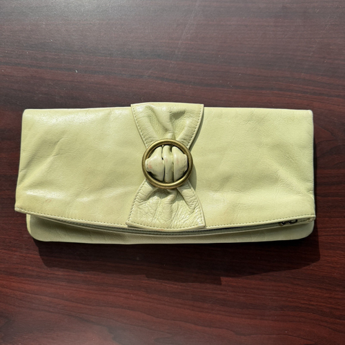 HOBO International Clutch  Handbag Purse Green Leather Foldover Envelope Buckle - Picture 5 of 12