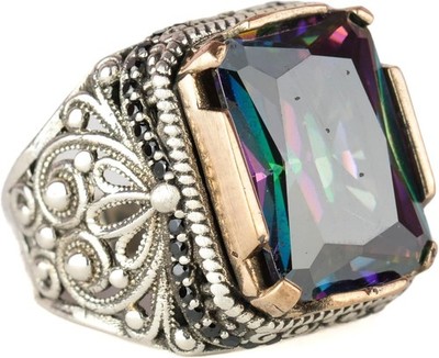 Kambo 925 Sterling Silber Natur Topas Herren Ring Handarbeit Türkei November
