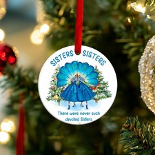 Gift for Sisters, Sister Ornament from Sister, White Christmas Sisters