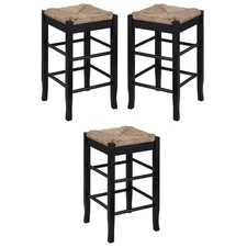 Home Square Sq Rush 24" Stationary Counter Stool in Black - Set of 3