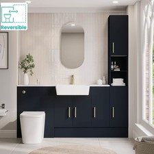 Image of 1800mm Combined Square Blue Vanity Unit Toilet wc pan Sink Marbel effect worktop