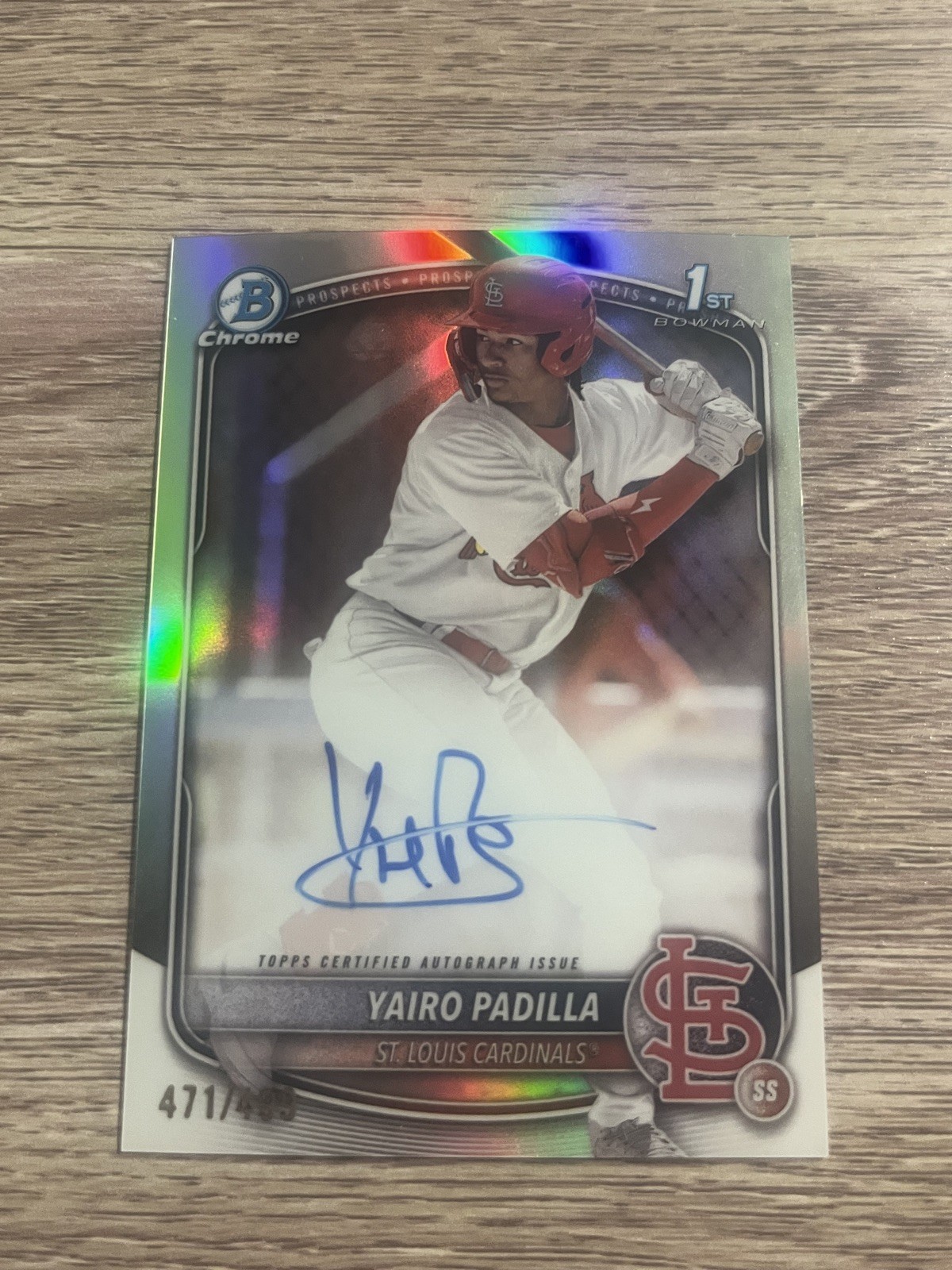 2025 Bowman Chrome Yairo Padilla 1st Auto /499 Chrome Refractor #CPA-YP Cardinal