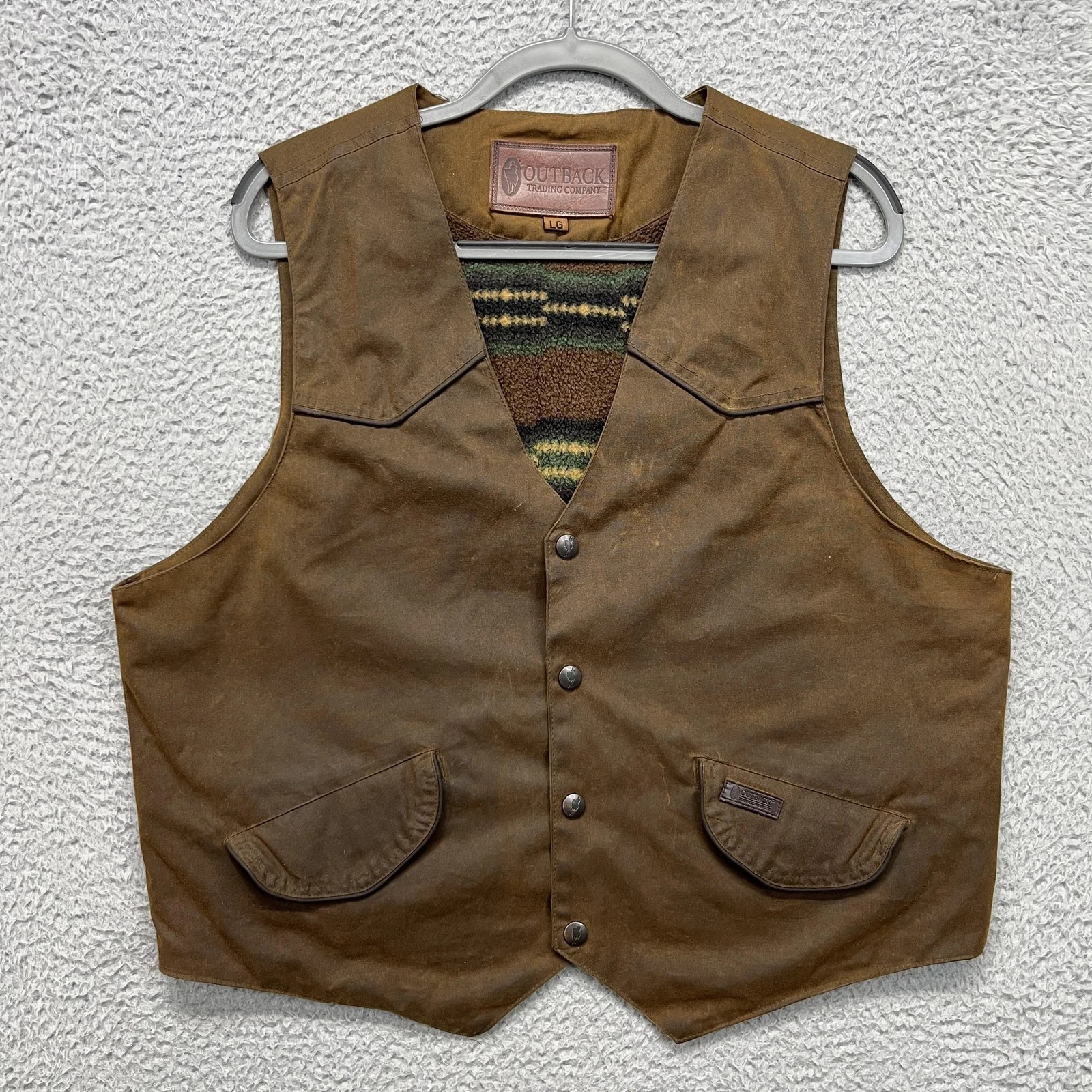 Outback Trading Company Cliffdweller Vest Mens Large Brown Oilskin Fleece Lined
Opens in a new windo