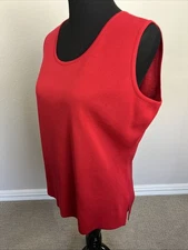 MING WANG NWOT Size L 42" Scoop Neck Shell Tank Sleeveless Top Rich Red