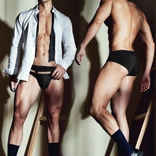 ADANNU Men Sexy hollow out Cotton Boxer Briefs Jockstrap Low Rise Underpants