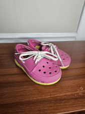 Crocs Beach Line Water Boat Shoe Kids Size 8 Toddler Hot Pink Green