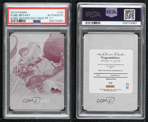 2012-13 Antologia Stampa Targa Magenta 1/1 Kobe Bryant PSA Autentica HOF 0ws1 - Foto 3 di 3