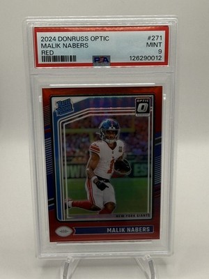 2024 Panini Donruss Optic Malik Nabers Red Rated Rookie #/125 Giants PSA 9