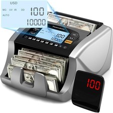 Money Counter Machine Bill Counter with Value Count, Dollar, Euro, MXN, UV/MG...