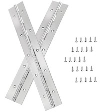 2Pack Silver Continuous Piano Hinges 10 Inch x2 OpenWidth Heavy Duty With Ho...