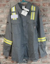 Men's NWT Crude FR Flame Resistant Gray Long Sleeve Reflective Shirt Large Tall