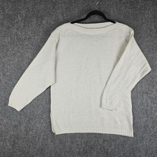 Vintage Bedford Fair Women  s L White Metallic Knit Sweater USA 80s 90s Retro
