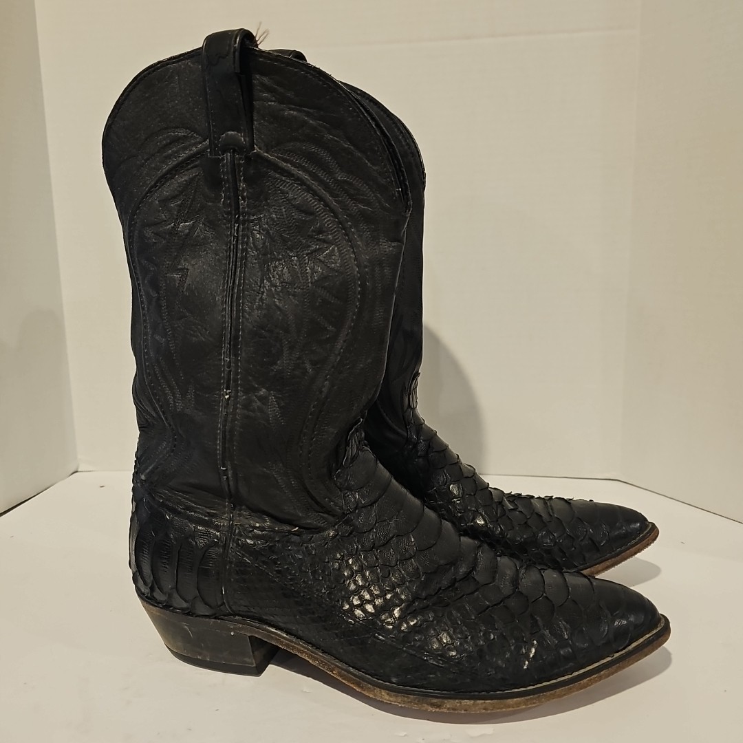 Men’s Code West Snakeskin Python Black Cowboy Boo… - image 1