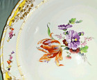 KPM Potsdam Rocaille serving / cake plate, flowers yellow border gilt leaves — photo 2