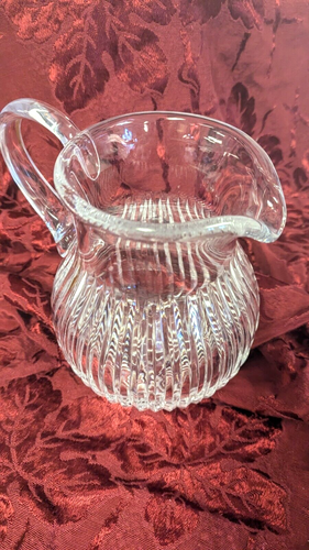 Vintage Block Cut Crystal Water Pitcher 60 Ounce Signed Poland Heavy Glass - Picture 2 of 14