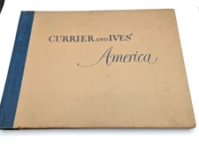 1952 Currier and Ives America Large Art Book - 80 Framable Color Art Prints