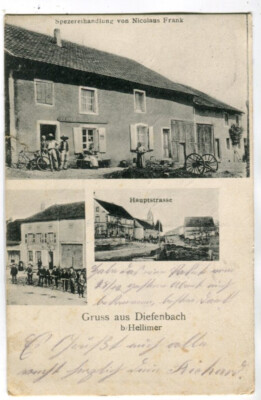 AK Diefenbach,Spezerei-Handlung,Hauptstraße,bei Diffembach-lès-Hellime 1917