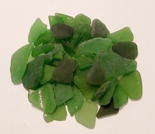 Genuine Surf Tumbled Ocean Sea Glass/Green Frosted - Jamaica 46 pieces 4.7 oz