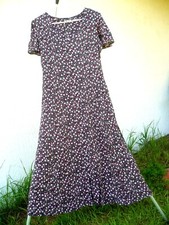 VTG 90S S M LACE UP TIE PINK FLORAL DRESS RAYON MIDI LONG 24 PEARL BUTTON WOMEN