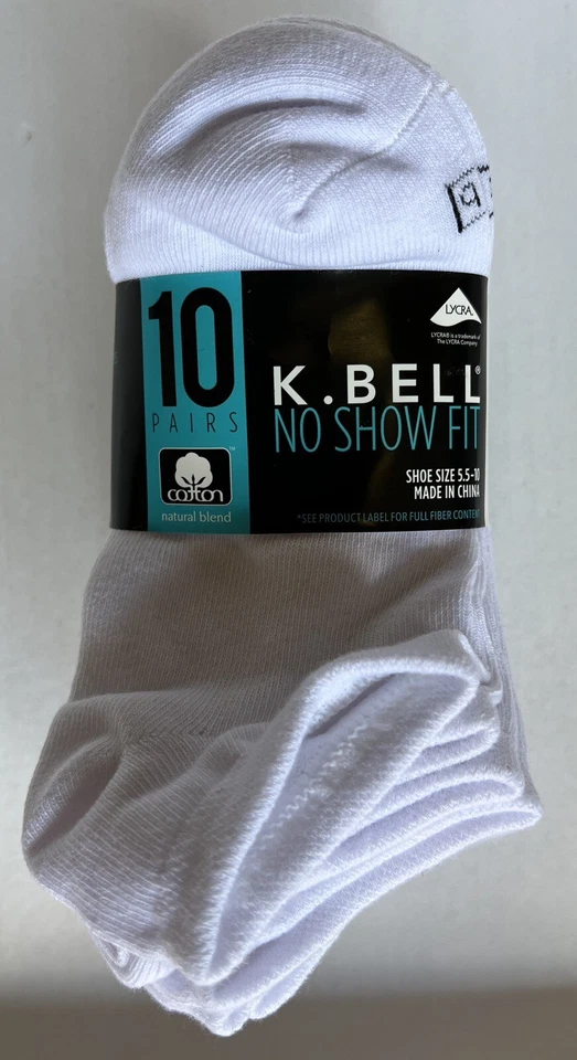 Женские носки K. Bell No Show, размер обуви 5,5–10, 10 пар, белые - Изображение 2 из 4