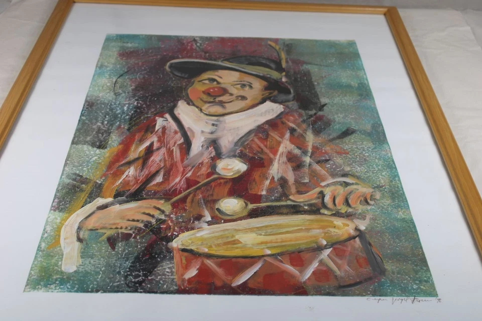 B8/ Eugen Virgil Facio - großes Clown Bild , ca. 100x69 cm. - handsigniert /H - Bild 3 von 4