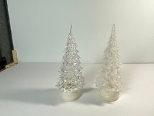 2 Color Changing Acrylic Christmas Trees, Clear/Frosted, 6.25"H, needs batteries