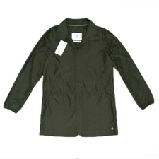 Herschel Supply Unisex Voyage Long Coach Jacket Rain Wind Packable Dark Olive M