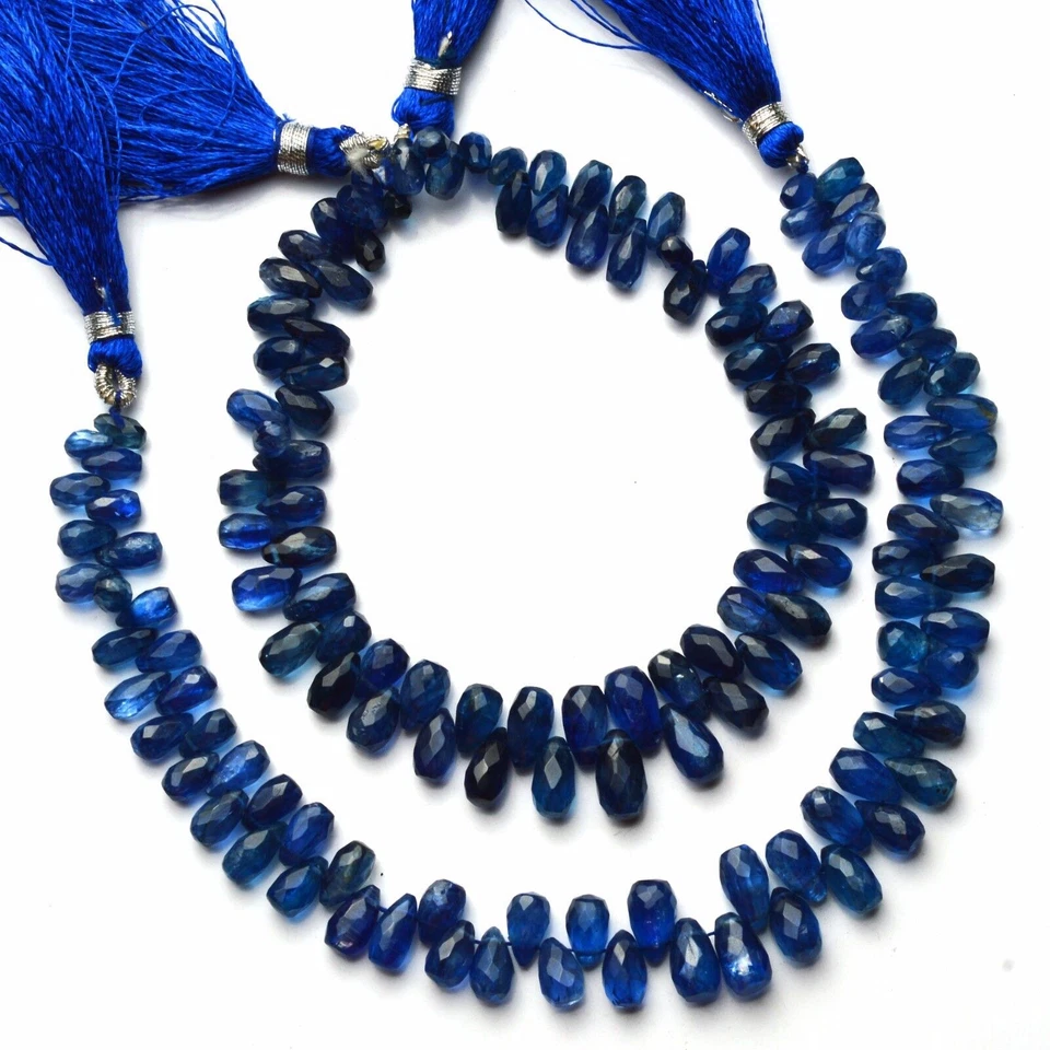 Briolettes en forma de gota facetados cianita de calidad fina gema natural de 3x5 a 5x8 mm 8" Foto 2 de 4
