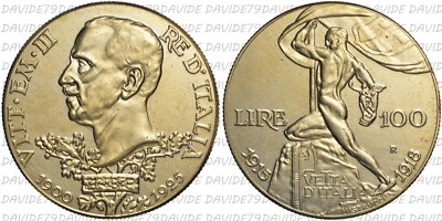 REGNO D'ITALIA VITTORIO EMANUELE III 100 LIRE ORO 1925 VETTA D'ITALIA  COPIA