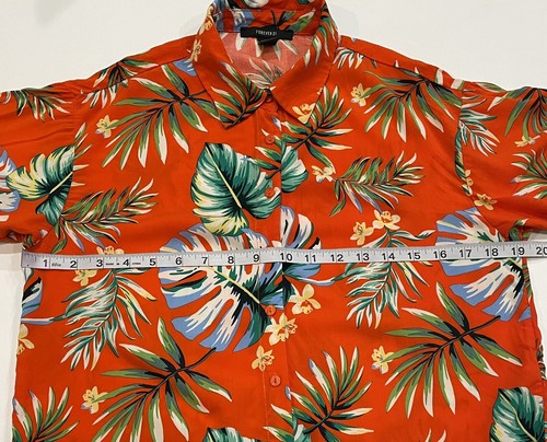 Forever 21 Womens Hawaiian Tropical Leaf Floral Print Blouse Top | Size Small - Picture 7 of 10